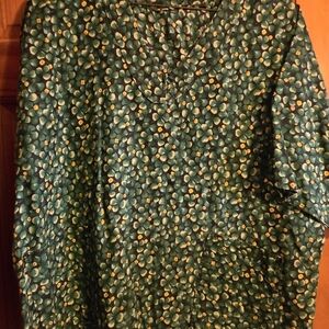 Floral Green and Yellow Blouse